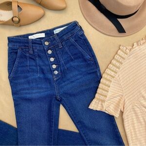 Anthro ❉ Pilcro Ultra High Rise Button Fly Skinny Jeans Size 24